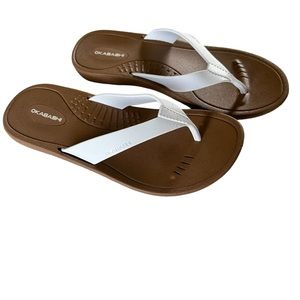 Okabashi Womens Breeze Flip Flops Toffee White Sz S(5-6)USA